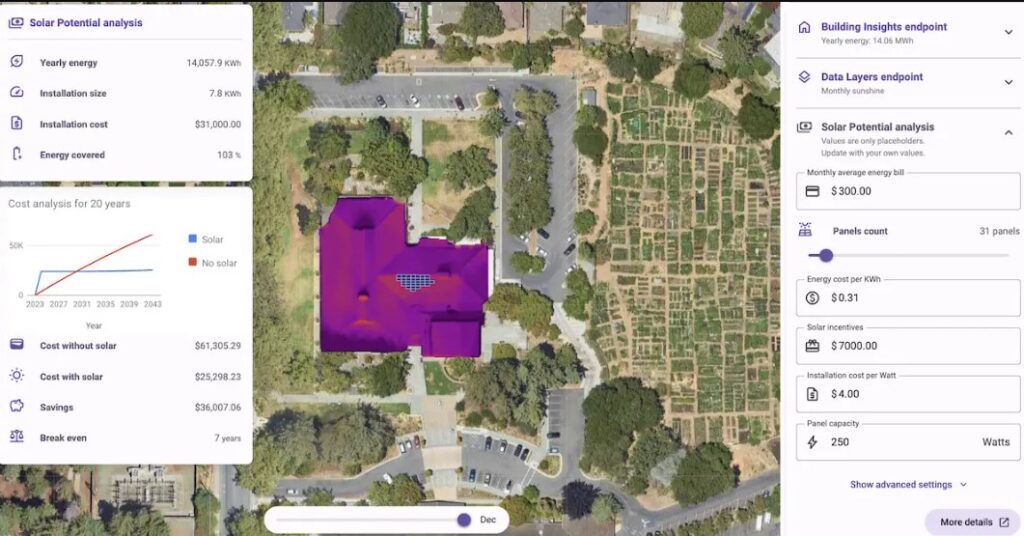 Solar mapping of roofs