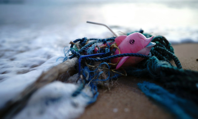 The plastic on the seabed